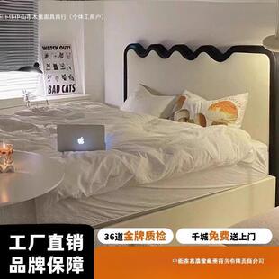 法式 中古风实木涟漪波NYL浪床家用女生主型卧室小大床户租房出床