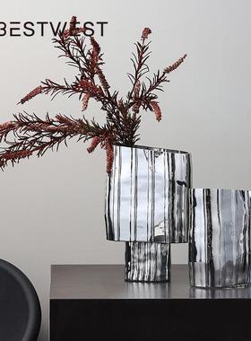 博干西家创意玻璃花YYC-2472瓶摆饰件客厅玄关花插花器样板间电镀