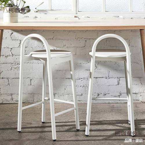 前台子高外铁艺台凳568轻奢创意手户机店不凳锈钢塑木叠吧放高麦