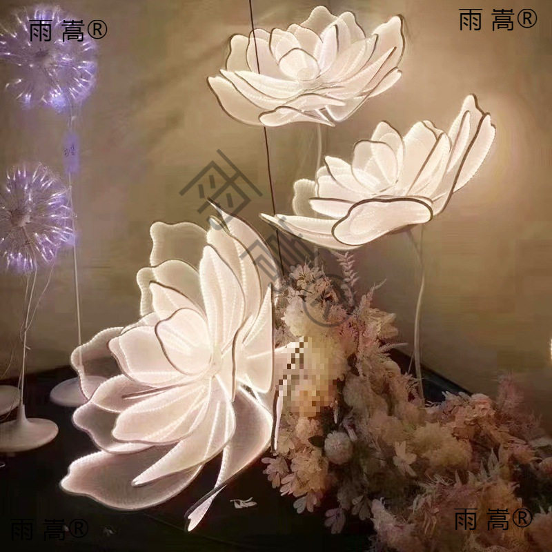 婚庆花瓣发光路引灯铁艺背景