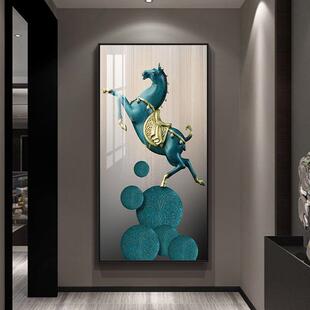 八骏图关装饰玄画830993入户正对门挂画廊走过道装饰壁画画马到成