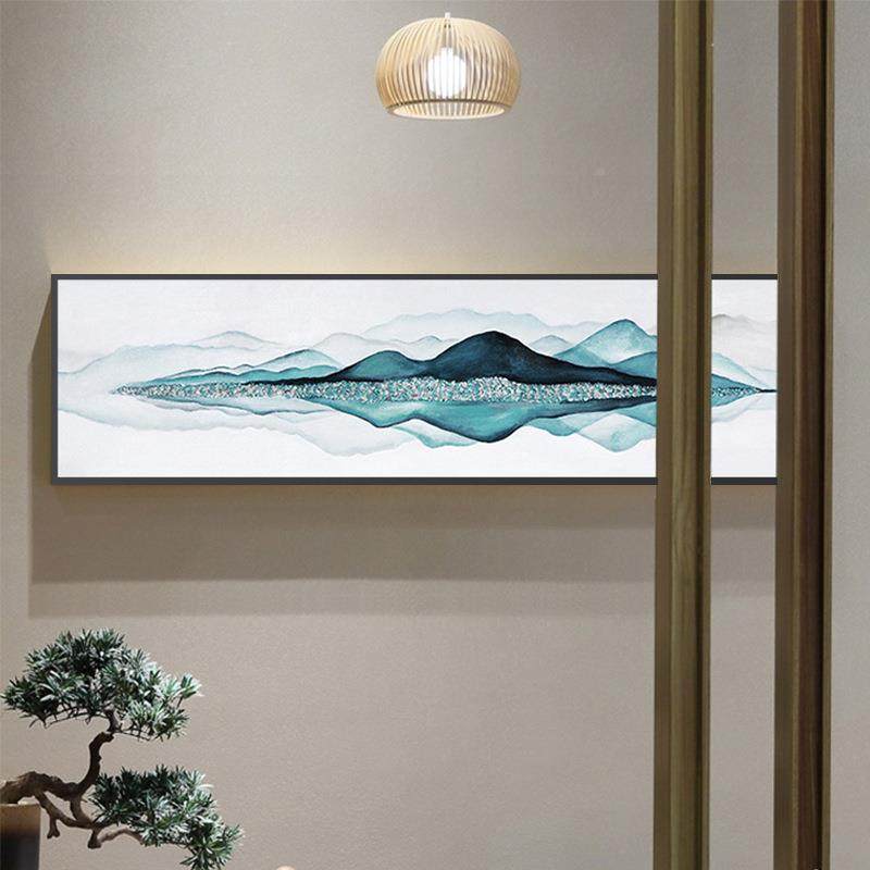 新中式纯手画绘油画现QY01ST06代室床头装客饰厅沙发风山水石子工