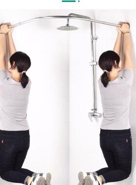 浴室浴帘防水布套装F967MH5T间洗澡卫生帘免打孔形杆挂帘子门帘隔