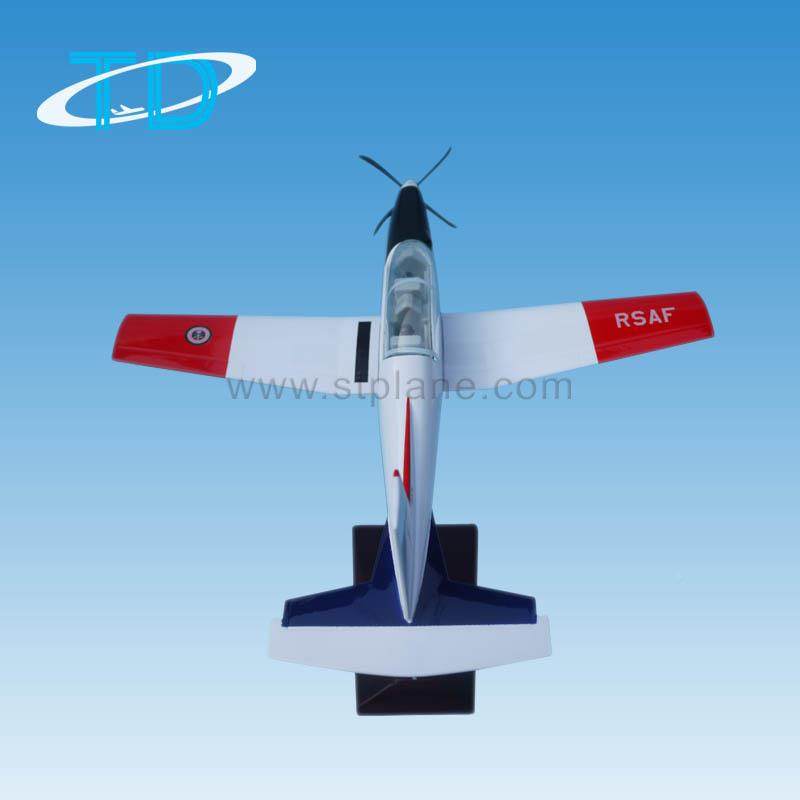PC-教练机树脂静桌态仿真9航模配木底制座KAB30cm面摆设飞机模型