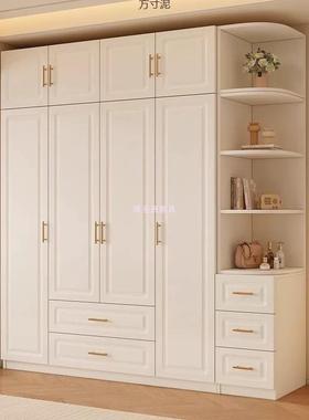 实木衣柜款主卧CPI四门耐客厅大容出量租房衣橱新用加厚加固奶油