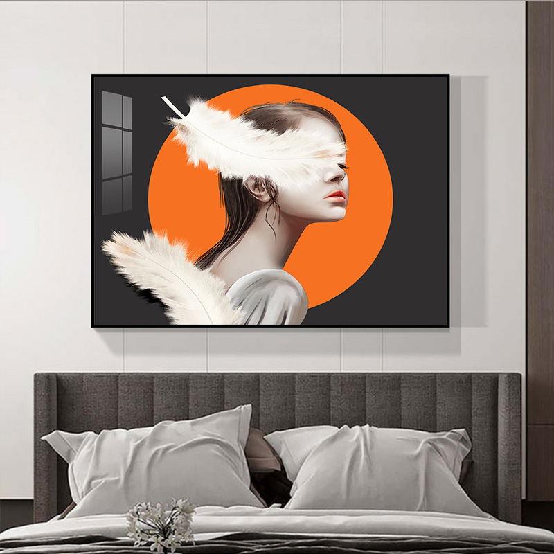 现代主卧室床头装饰画房间美女人物温馨横版壁画时尚酒店宾馆挂画