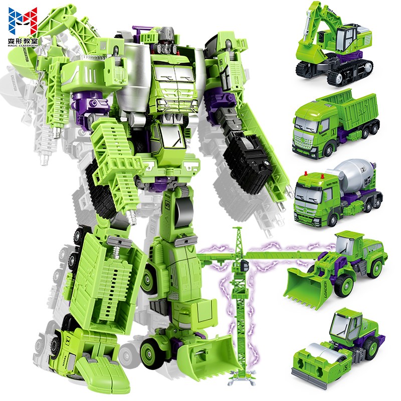 新乐新工程变形儿童搅拌车变形捷旋战士机甲机器人金刚男孩