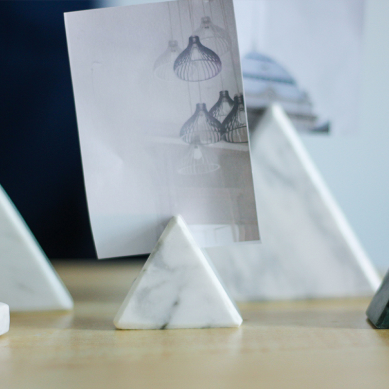 大理石办公桌名片夹座 小清新桌面照片夹摆件 创意留言便签夹座