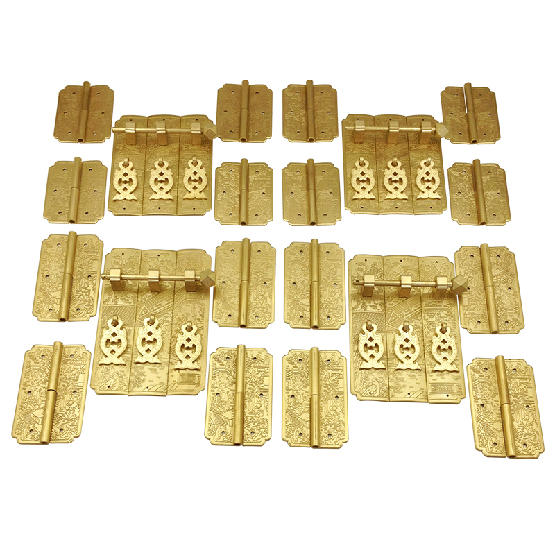 黄铜典雅中式山水人物整体红木家具拉手合页顶箱柜铰链铜制浮雕