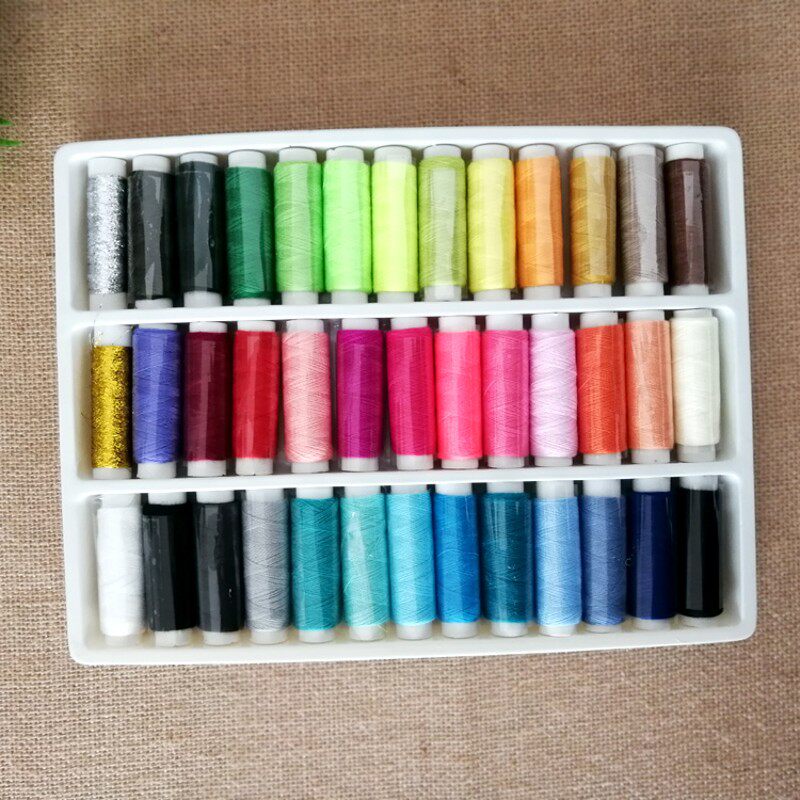 黑红灰白色线手工用线牛仔39色402缝纫线机线多色家用缝衣线小卷