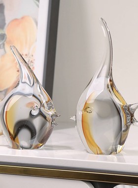 招财鱼抽象热带鱼琉璃摆件简约客厅样板房玄关装饰品年年有余送礼