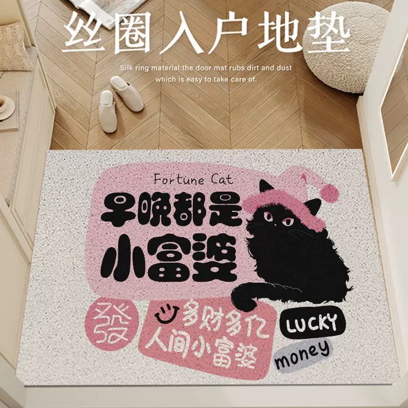早晚都是小富婆丝圈入户门垫创意文字玄关除尘可裁剪门口地垫防滑