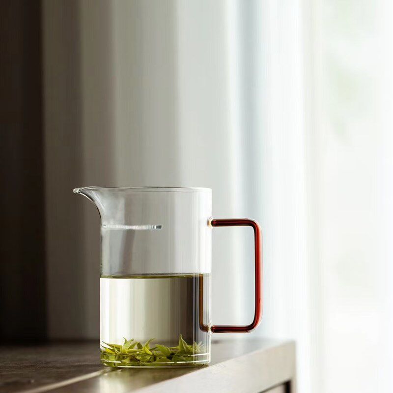 双越茗器玻璃月牙公杯绿茶杯绿茶泡红茶杯可电陶炉煮500ml