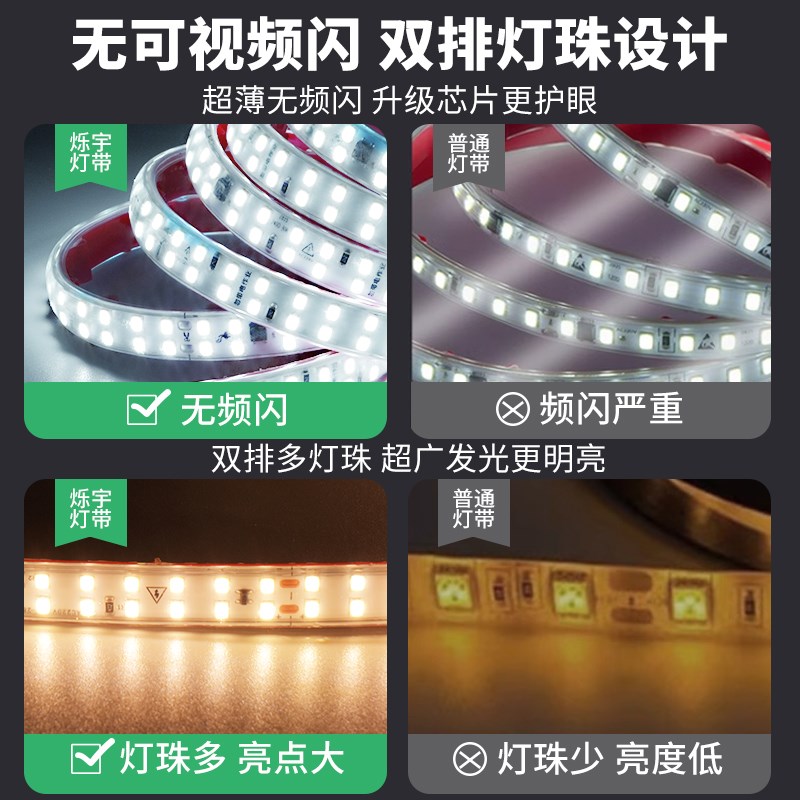 led灯带软高压自粘柜子展示线形贴片免无变压器线型防水灯条