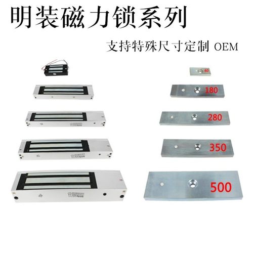 磁力锁280kg电磁锁单门门禁锁防水玻璃门铁门木门12V延时暗装明装