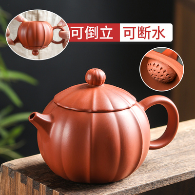 潮州手拉壶朱泥小号可断水西施壶手工仿古紫砂壶潮汕家用功夫茶具