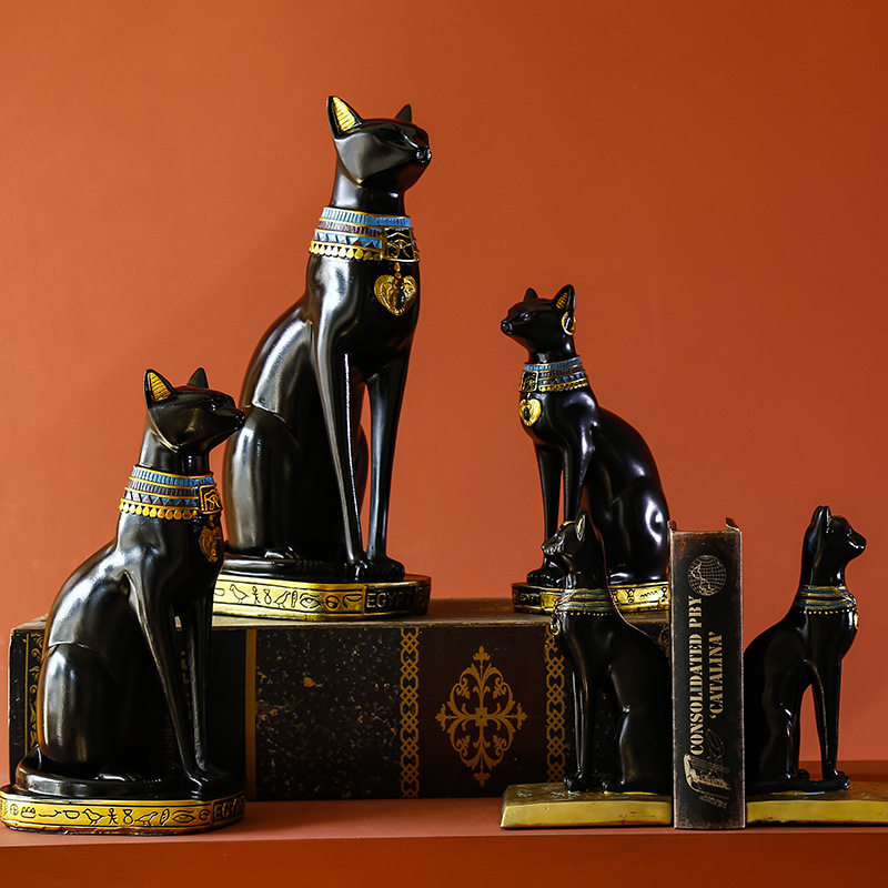 创意异域风情埃及猫神摆件树脂工艺品 实用装饰书挡烛台软装礼品
