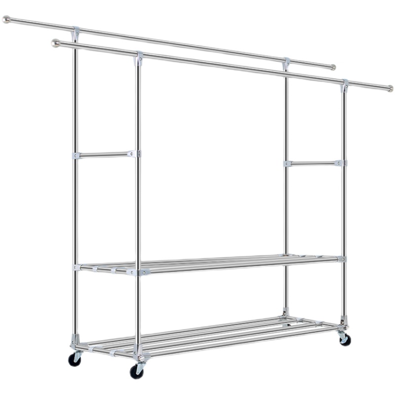 32管30加厚不锈钢晾衣架 杆式落地庭院别墅室内阳台置地挂衣架