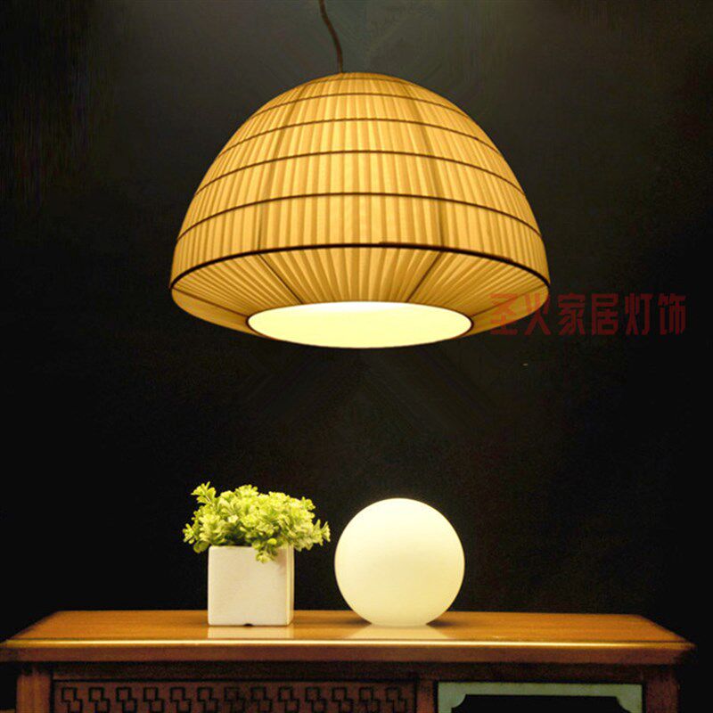 现代简约创意半圆布艺灯笼吊灯书房餐厅个性会所酒店灯饰百褶灯具