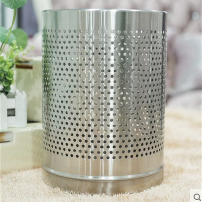 不锈钢垃圾桶漏孔镂空垃圾桶洗浴中心酒店浴室圆形垃圾桶无盖