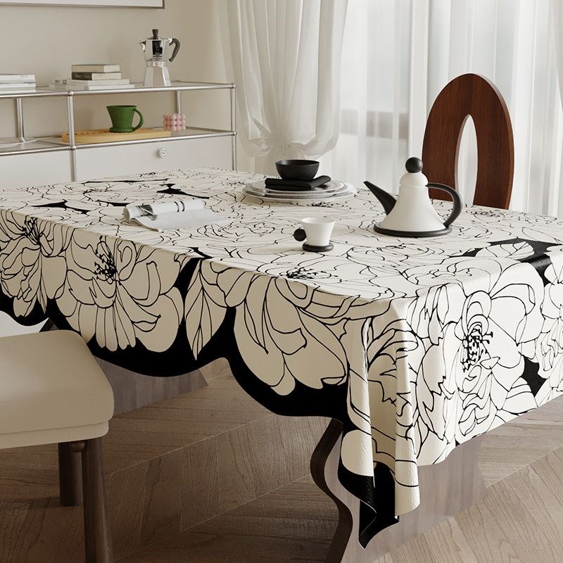 桌布异形纳帕PU现代简约长方形餐桌布高级感家用茶几台布202新款