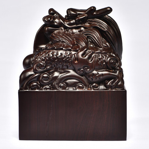 黑檀木雕印章大号方形木质定制红木龙头官印玉玺私印摆件刻字