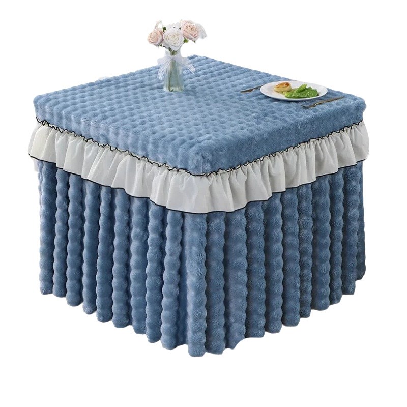 烤火桌子罩高级70x70冬天冬季定制加厚加绒长方形一体四方新款