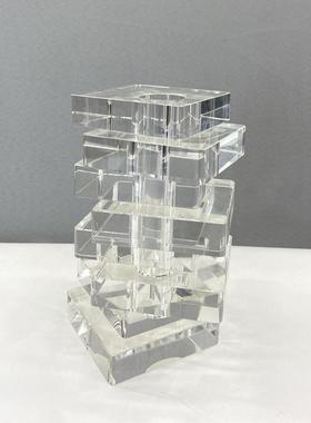 现代简约水花饰瓶摆件家居客厅花插器软装品晶电YOF视柜创意透明