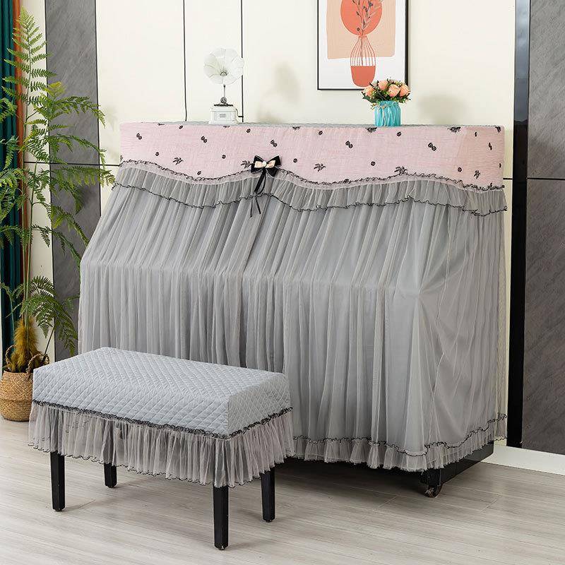 钢123琴罩蕾丝全罩简防尘罩蕾丝绣代花布艺盖布现盖巾凳约子套罩