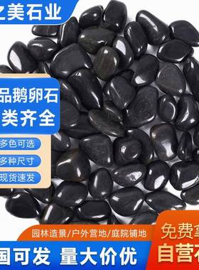 天然哑光高AVN光色雨花鹅卵庭院铺地花园黑石造景装饰大小黑色石