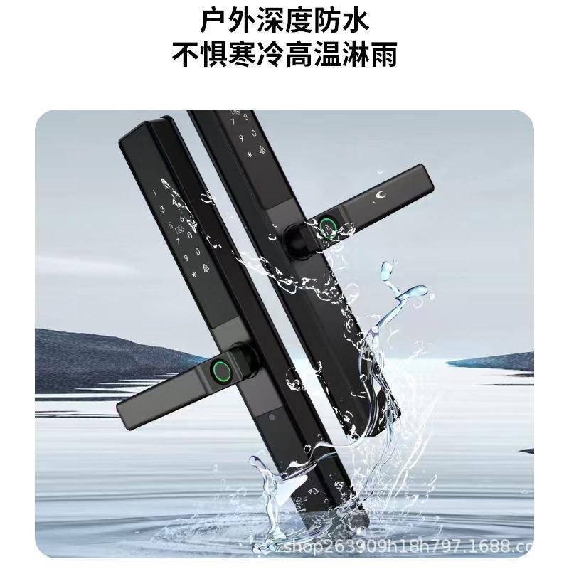 用双面断桥铝防水指纹锁合塑DQ02钢门指纹金密锁码家门锁推拉平移
