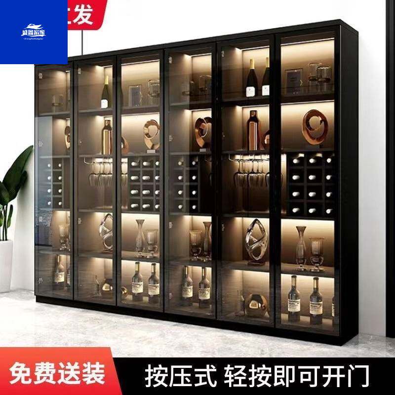 酒柜靠墙客厅带玻璃门储物柜子家用餐边柜轻奢高档展示柜茶水储柜