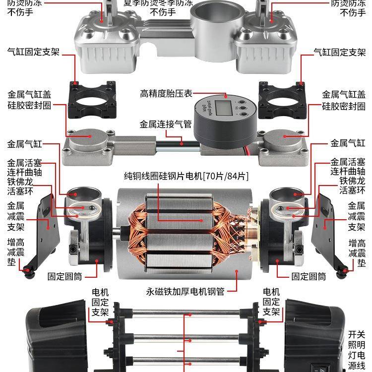 包邮凌匠多气功能SU车载充泵FPY双缸高压大V功率动汽车电用轮胎打