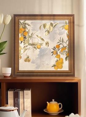 法式中古风客玄厅室装饰画复古卧餐厅关FRQ柜上挂画寓意好实木斗