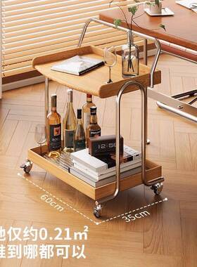 客厅置物架木车中古风小推推车木边几小茶实几XTC01沙发移动收实