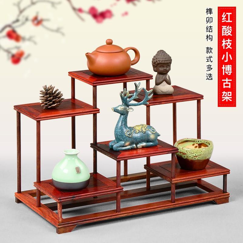 面紫砂茶壶架子茶具架小博古多宝阁置架物桌实架木质展ZYG-小博示