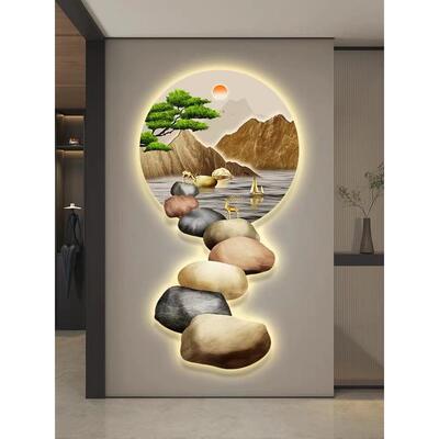 石来运转ld灯轻奢入户玄关装饰画带走廊过约道e简GWN现代挂画迎客