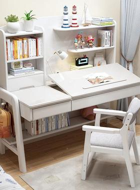 儿童学书习桌子可调节面学小生初中生61106实木桌升降写字桌椅桌