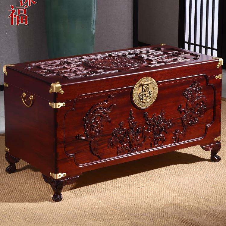 香樟木箱实子木物箱箱雕花MMY储色婚嫁箱结婚嫁妆箱收纳字衣画箱