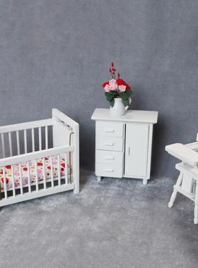 爆款:12娃娃23355屋迷你1家具木制儿童房模型婴外销儿床餐椅柜子3