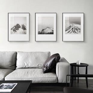 山现代简约餐厅岩画黑白工业风客厅装饰149画挂样板间抽象山水壁