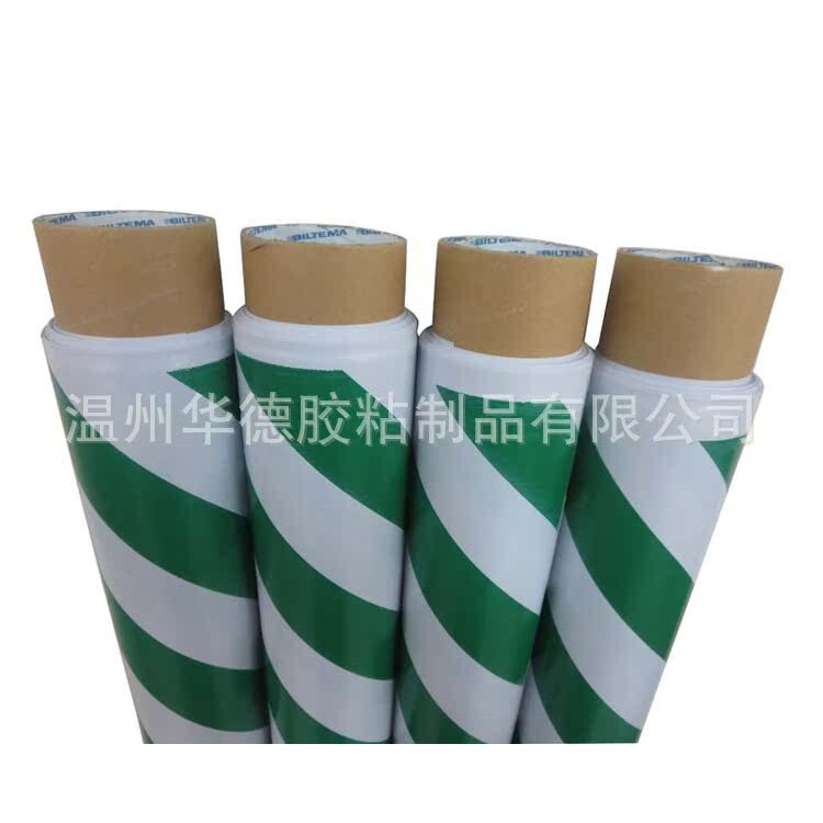 PVC双色 绿/白黄/白红/白 大条纹管道胶带警示胶带地板胶带 工厂