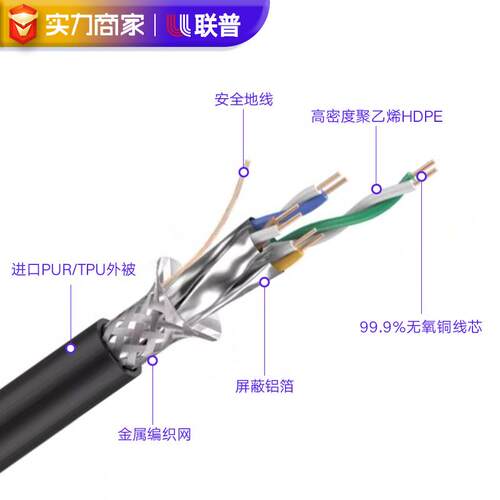 超六类双屏线蔽音专用网线流动演出台超六类低STP抗干扰调网络卡