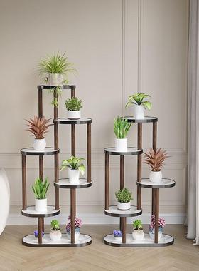 实木花架子摆客落厅地式阳ISQ台多放层玄关置物架室内绿萝庭院植