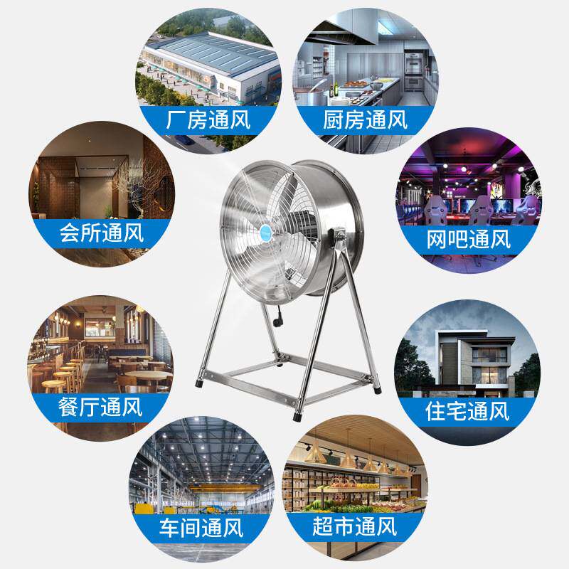 不锈钢大功率工业抽风机轴流仓库排气扇车间换气扇圆形排风机