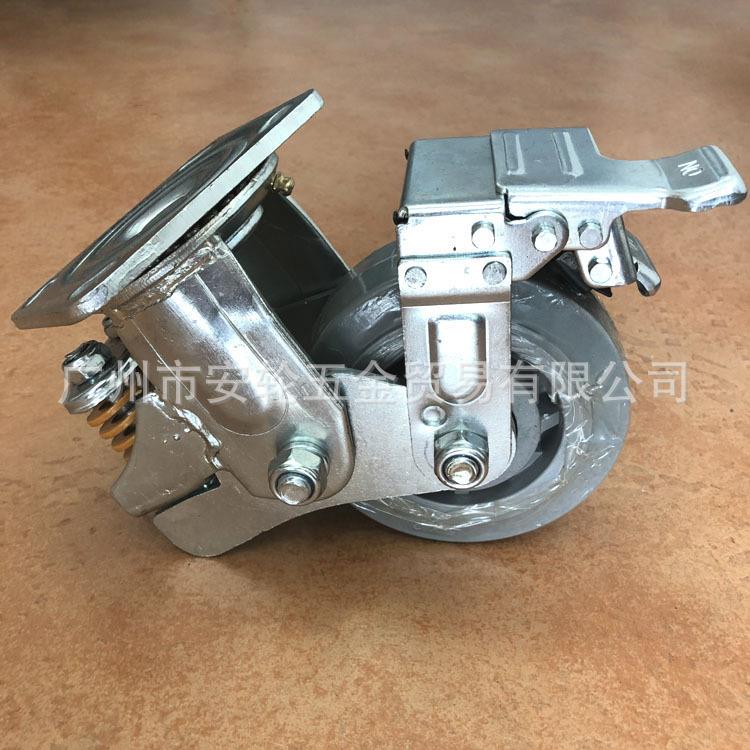 5寸万向震刹车轮TP脚R静音防震减震轮避125BDTPR轮1动25mm活滑轮
