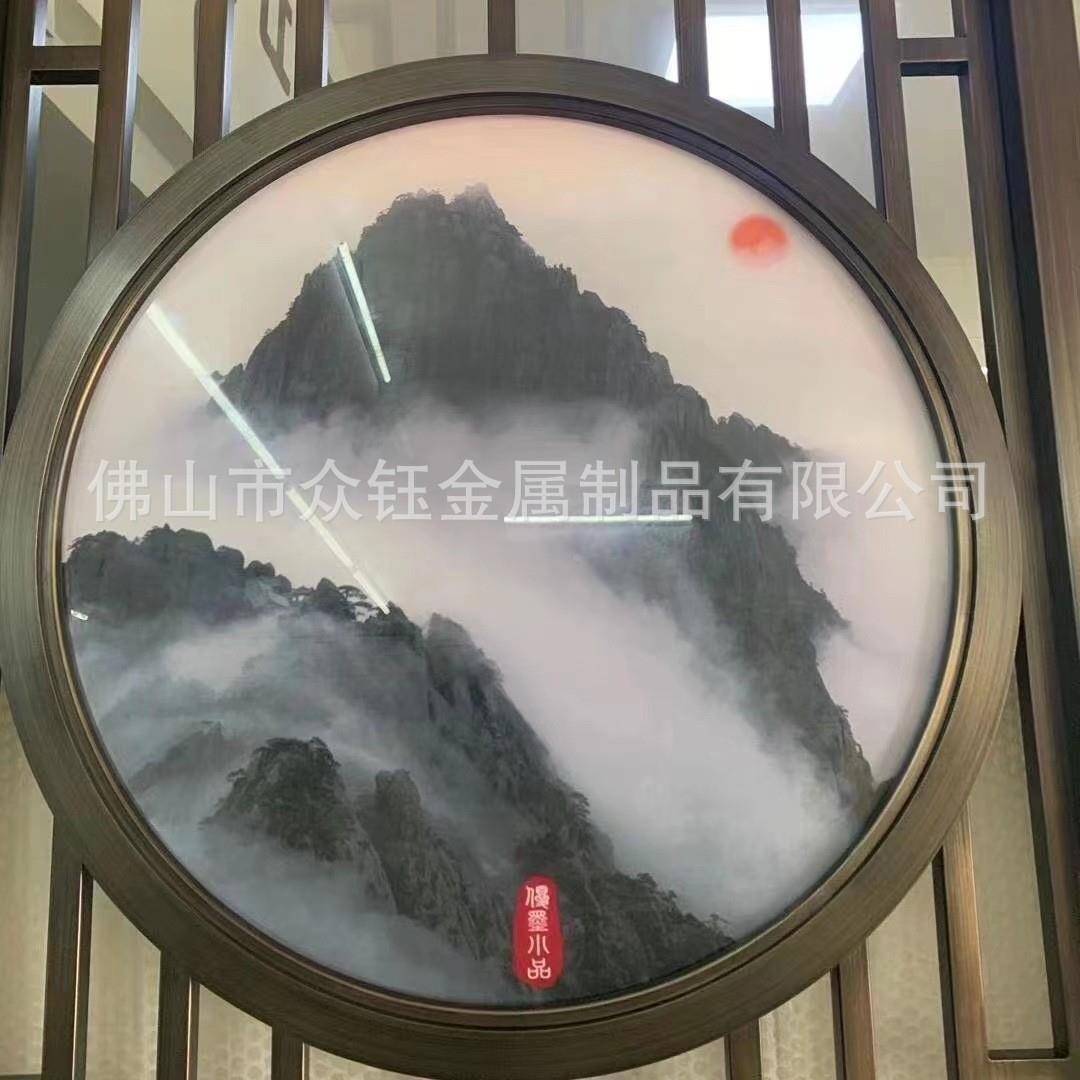 酒店装艺饰术玻DND画屏风别墅璃家装抽象玻璃画山水背景格栅厂家