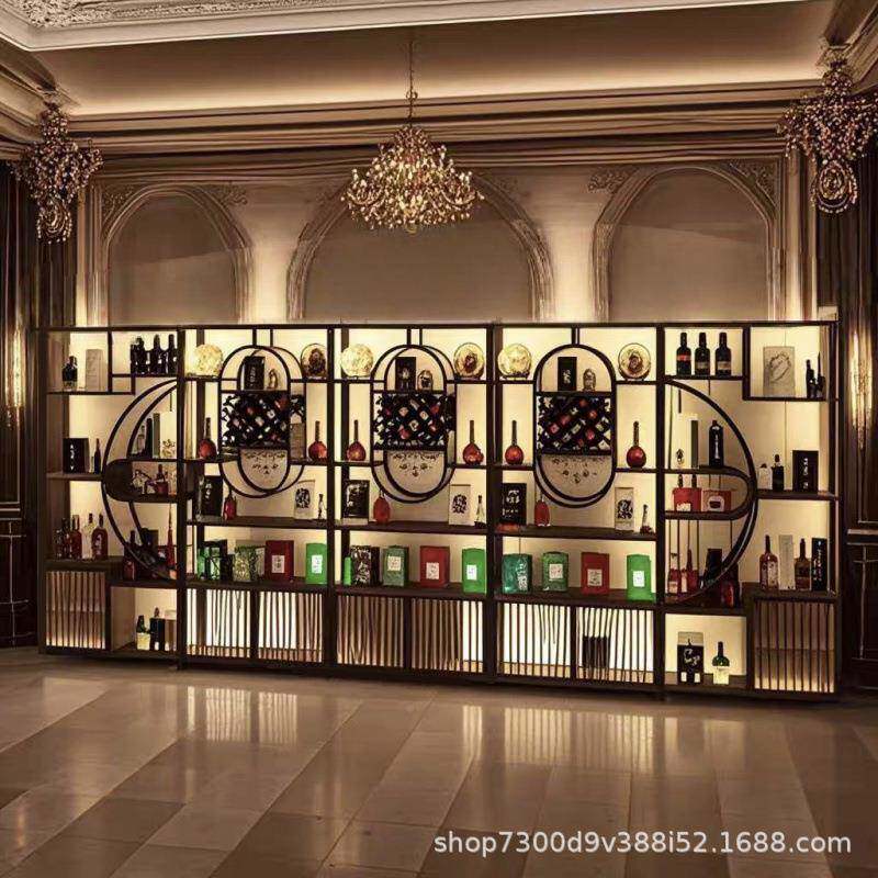 红酒展示柜酒庄JD-88架酒柜铁架艺落地发光展示酒酒架吧商用置物