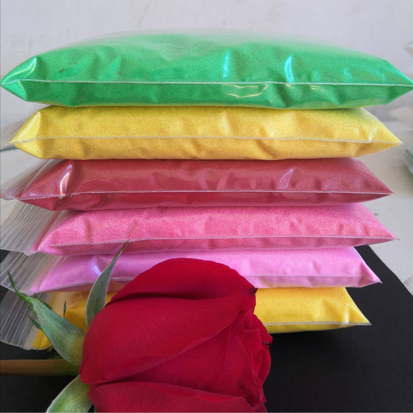 厂家销儿童沙画沙漏沙瓶售用烧彩砂410真结石彩漆砂