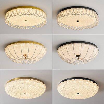 珍珠卧吸顶灯圆形南室瓜灯现代48860轻奢晶书房卧设计师房水间吸